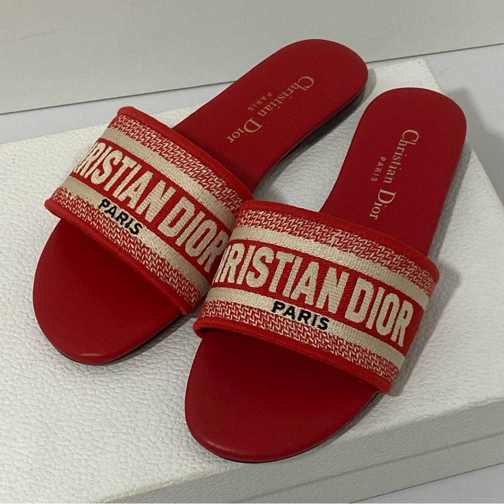 Dior Red Slide Sandals